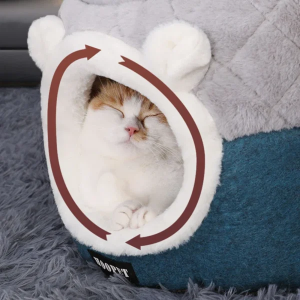 Plush Winter Cat & Dog Bed – Soft Warm Kennel Nest with Cushion for Small Pets