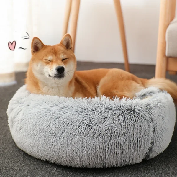 2-in-1 Round Plush Cat Bed – Warm Cat Nest & Puppy Cave Sofa for Cozy Sleeping