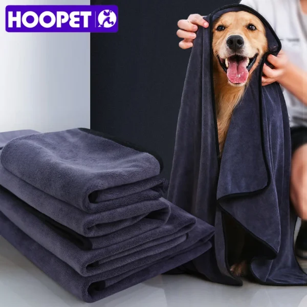 HOOPET Soft Absorbent Pet Bath Towel – Quick-Drying, Lint-Free, Large Size for Dogs & Cats