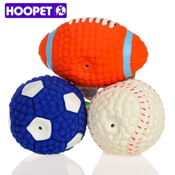 HOOPET Squeaky Dog Toy Balls – Fun Tennis & Football Design for Puppies, Teeth Cleaning Playtime