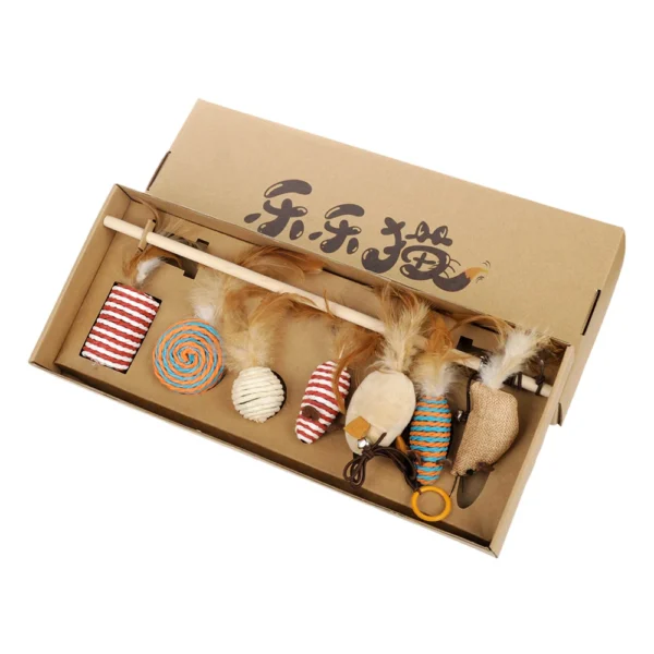 HOOPET Cat Toy Set – Interactive Teaser Rods with Hairy Mouse for Kittens & Cats