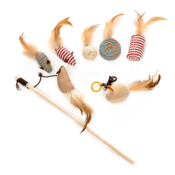 HOOPET Cat Toy Set – Interactive Teaser Rods with Hairy Mouse for Kittens & Cats