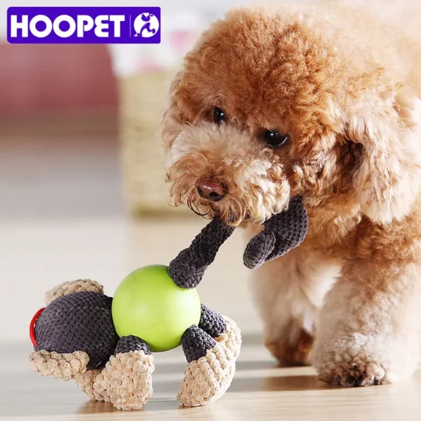 HOOPET Plush Squeaky Dog Toy – Interactive Ball for Puppies & Large Dogs