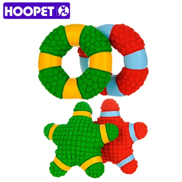 HOOPET Dog & Cat Chew Toys – Squeaky Rubber Star & Circle, Bite-Resistant