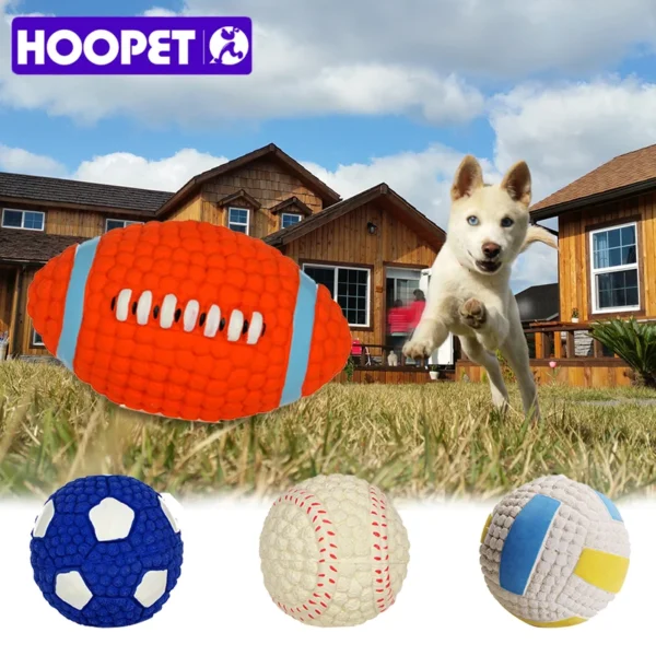 HOOPET Squeaky Dog Toy Balls – Fun Tennis & Football Design for Puppies, Teeth Cleaning Playtime