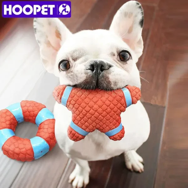 HOOPET Dog & Cat Chew Toys – Squeaky Rubber Star & Circle, Bite-Resistant