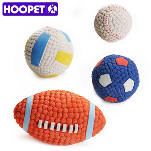 HOOPET Squeaky Dog Toy Balls – Fun Tennis & Football Design for Puppies, Teeth Cleaning Playtime