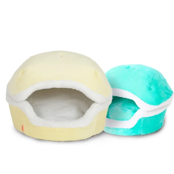 Warm Hamburger-Style Cat Bed – Windproof Disassemblable Pet Nest for Cats & Small Dogs, Cozy Winter Hideout
