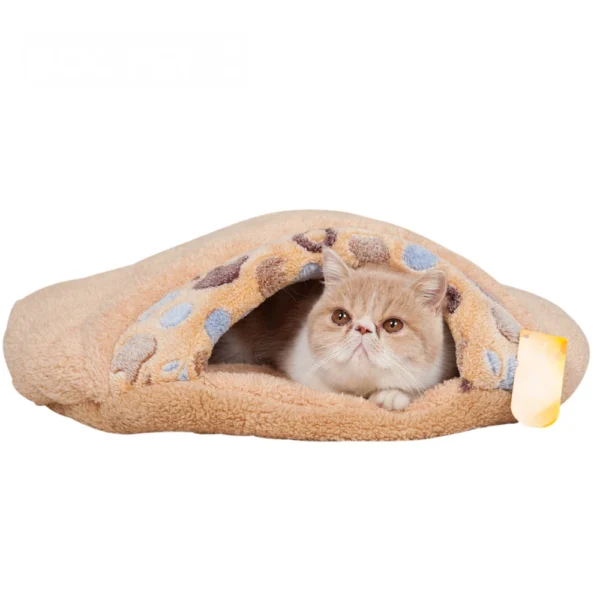 Warm Cat House & Sleeping Bag – Soft Hamburger-Style Pet Bed for Cats or Small Dogs, S/M Sizes