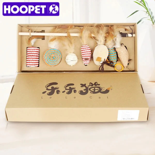 HOOPET Cat Toy Set – Interactive Teaser Rods with Hairy Mouse for Kittens & Cats