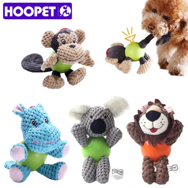 HOOPET Plush Squeaky Dog Toy – Interactive Ball for Puppies & Large Dogs