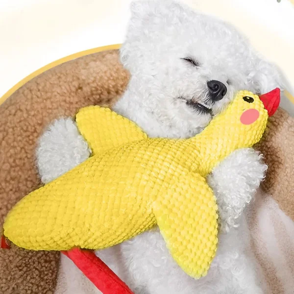 HOOPET Plush Duck Dog Toy – Durable Squeaky Chew Toy for Teething & Interactive Play