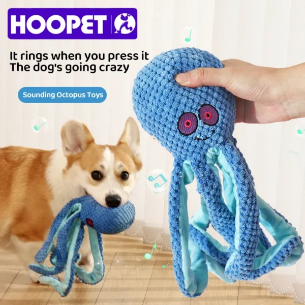 HOOPET Dog Toy – Bite-Resistant Teething Octopus with Squeaker for Puppies, Corgis & Bichons – Boredom Relief & Energy Burner