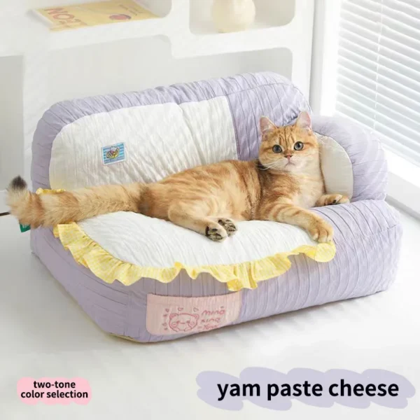 All-Season Cat Bed – Cozy Sandwich Design Pet Nest for Kittens & Cats, Winter Warmth & Summer Comfort