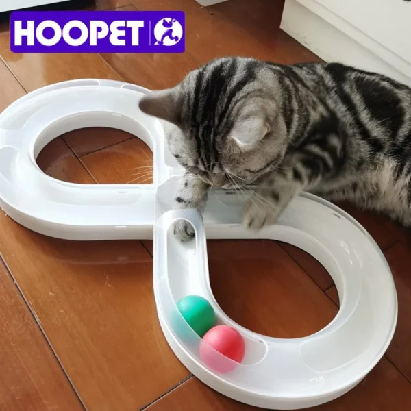 HOOPET Cat Track Ball Toy – Interactive Teaser with Carousel & Stick for Kittens