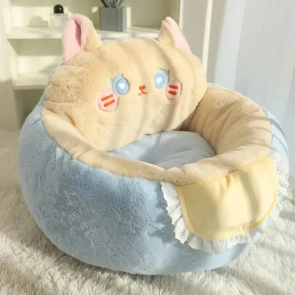 Winter Warm Cat & Dog Sofa Bed – Thick Plush Deep Sleep Cushion for Small Pets, Cozy Puppy Kennel