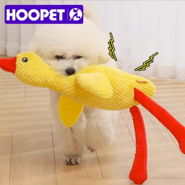 HOOPET Plush Duck Dog Toy – Durable Squeaky Chew Toy for Teething & Interactive Play