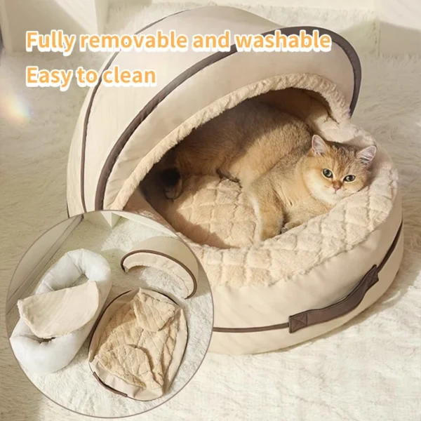 Cozy Winter Cat House Tent – Warm Indoor Cat Bed with Removable Washable Mat, All-Season Pet Kennel for Cats & Small Dogs