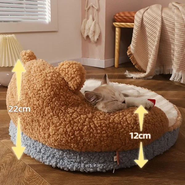 Bear-Shaped Cat Sofa Bed – Washable Sleeping Cave Mat for Small Dogs & Kittens | Cozy Kennel Nest with Sponge Cushion