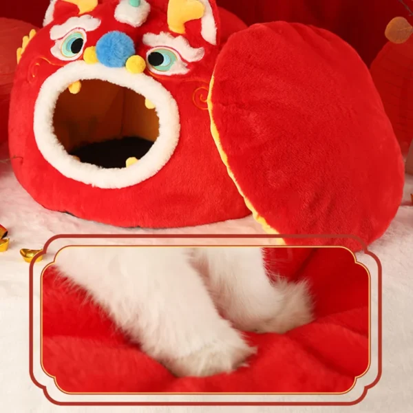 Winter Warm Cat Cave Bed – Cozy Tent-Style Nest for Cats & Small Dogs, Deep Sleep Pet Basket Mat