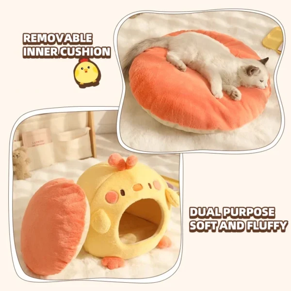 Winter Warm Enclosed Cat Sleeping Bag – Cozy Nest for Cats & Small Dogs, Soft Indoor Pet House