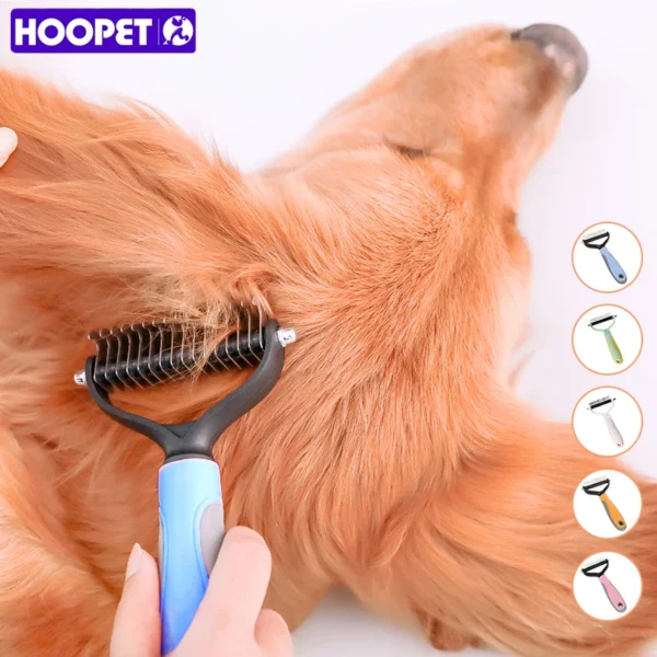 HOOPET Pet Hair Removal Comb – Grooming & Shedding Tool for Dogs & Cats, Knot Cutter & Fur Trimmer