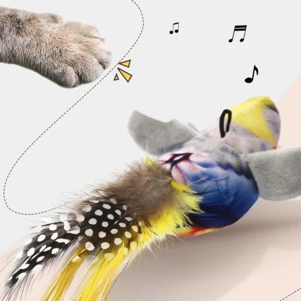 HOOPET Feather Bird Cat Toy – Interactive Simulation Stick with Suction Base for Kittens