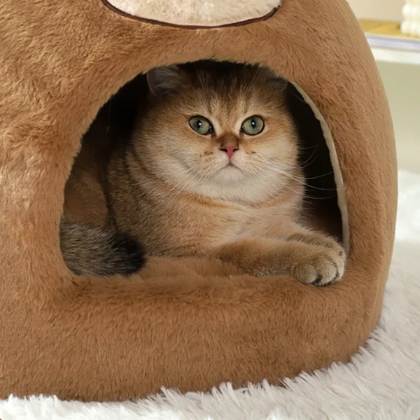 Indoor Pet Cave Bed – Soft Warm Cat House & Puppy Nest for Winter Comfort