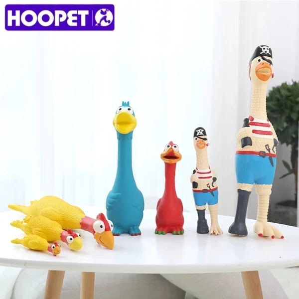 HOOPET Squeaky Chicken Dog Toy – Durable Yellow Rubber Chew Toy with Loud Sound