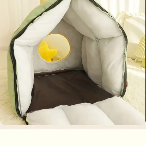 Cozy Winter Cat Bed & Small Dog House – Deep Sleep Cave Nest with Detachable Cushion, Soft Tent-Style Pet Basket