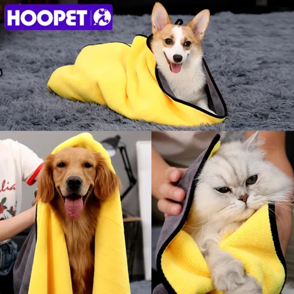 HOOPET Super Large Fast-Dry Fiber Bath Towel for Dogs & Cats – Quick-Drying Pet Cleaning Towel for Hair & Washing Care