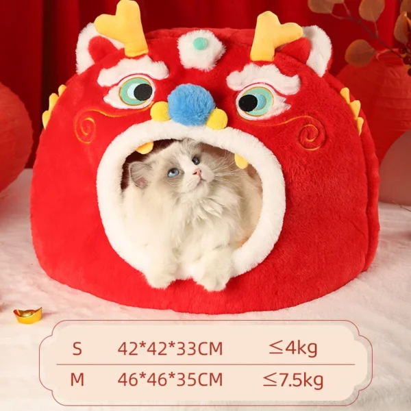 Winter Warm Cat Cave Bed – Cozy Tent-Style Nest for Cats & Small Dogs, Deep Sleep Pet Basket Mat