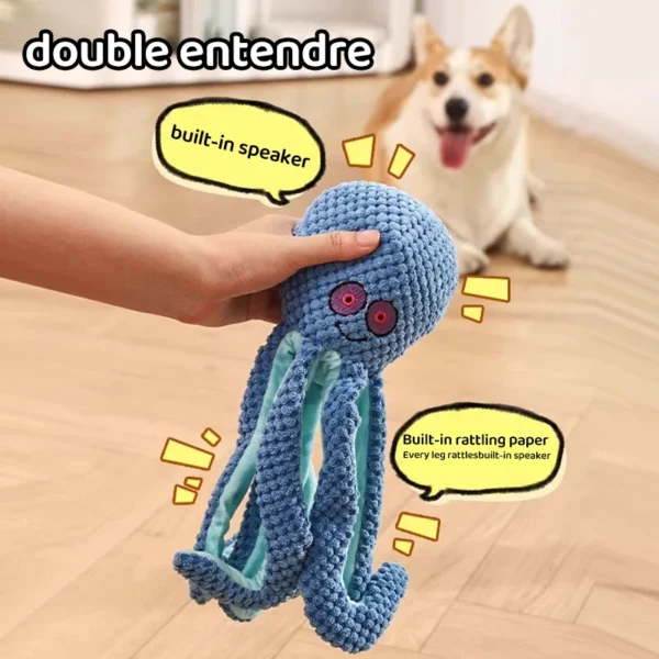 HOOPET Dog Toy – Bite-Resistant Teething Octopus with Squeaker for Puppies, Corgis & Bichons – Boredom Relief & Energy Burner