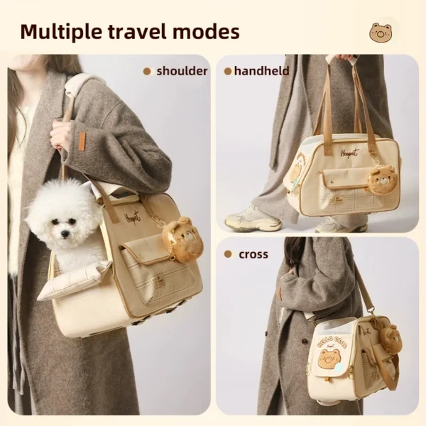 HOOPET 3-in-1 Foldable Pet Carrier – Ventilated Cat & Small Dog Travel Bag with Backpack, Handheld & Shoulder Modes