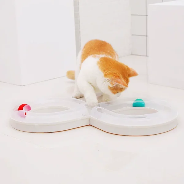 HOOPET Cat Track Ball Toy – Interactive Teaser with Carousel & Stick for Kittens