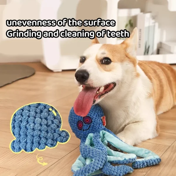 HOOPET Dog Toy – Bite-Resistant Teething Octopus with Squeaker for Puppies, Corgis & Bichons – Boredom Relief & Energy Burner