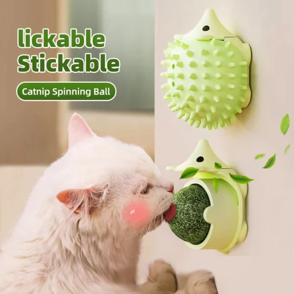 HOOPET Catnip Ball Toy – Hedgehog Wall-Mount Lickable Cat Snack