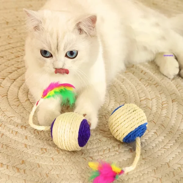 HOOPET Sisal Rope Ball Cat Toy – Interactive Chew & Scratch Toy for Cats and Small Dogs