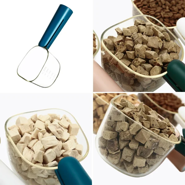 HOOPET 2-in-1 Pet Food Spoon & Bag Clip – Measuring Scoop for Cat & Dog Food, Easy Clean, Curved Design