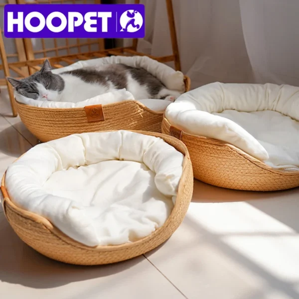 Handwoven Bamboo Pet Bed – Four Seasons Cozy Kennel Sofa for Cats & Small Dogs | Breathable, Durable Nest-Style Pet Cushion