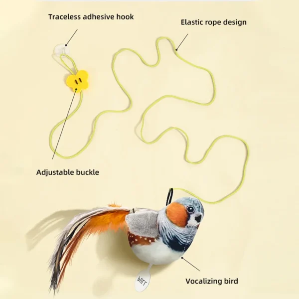 HOOPET Feather Bird Cat Toy – Interactive Simulation Stick with Suction Base for Kittens