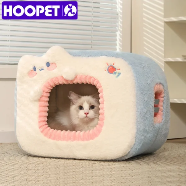 Cozy Cat Cave Bed – Warm Tent-Style Pet House with Soft Cushion for Kittens and Small Dogs