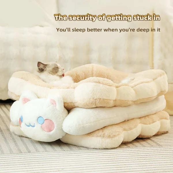 Sandwich Cookie Cat Bed – Warm, Thickened Winter Nest for Kittens & Cats, Cozy Sleeping Pet Kennel