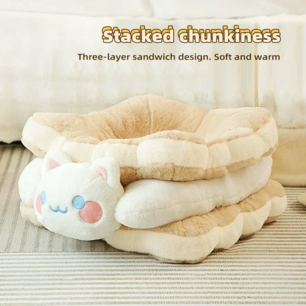 Sandwich Cookie Cat Bed – Warm, Thickened Winter Nest for Kittens & Cats, Cozy Sleeping Pet Kennel