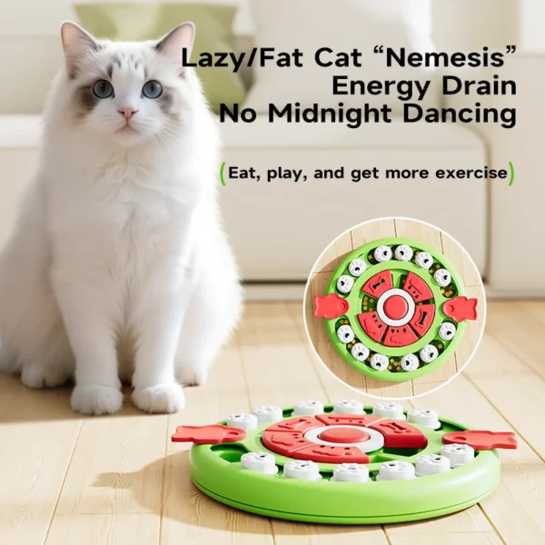 HOOPET Cat Puzzle Foraging Mat – Slow Feeder & Enrichment Toy with Treat Holes for Mental Stimulation