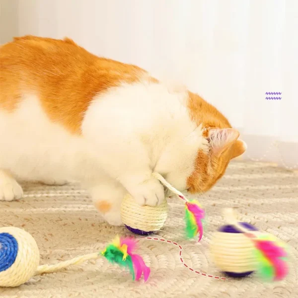HOOPET Sisal Rope Ball Cat Toy – Interactive Chew & Scratch Toy for Cats and Small Dogs
