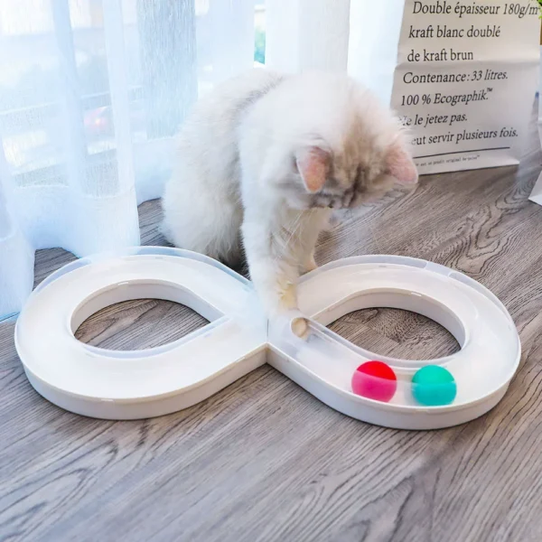 HOOPET Cat Track Ball Toy – Interactive Teaser with Carousel & Stick for Kittens