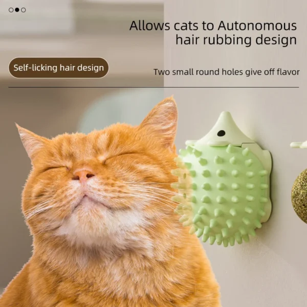 HOOPET Catnip Ball Toy – Hedgehog Wall-Mount Lickable Cat Snack