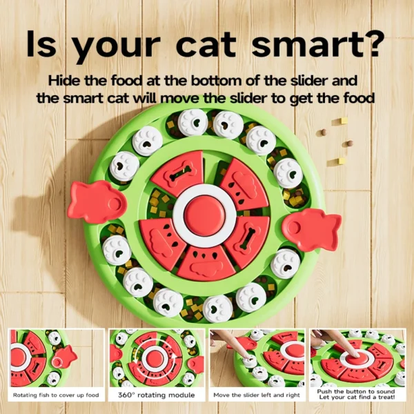 HOOPET Cat Puzzle Foraging Mat – Slow Feeder & Enrichment Toy with Treat Holes for Mental Stimulation