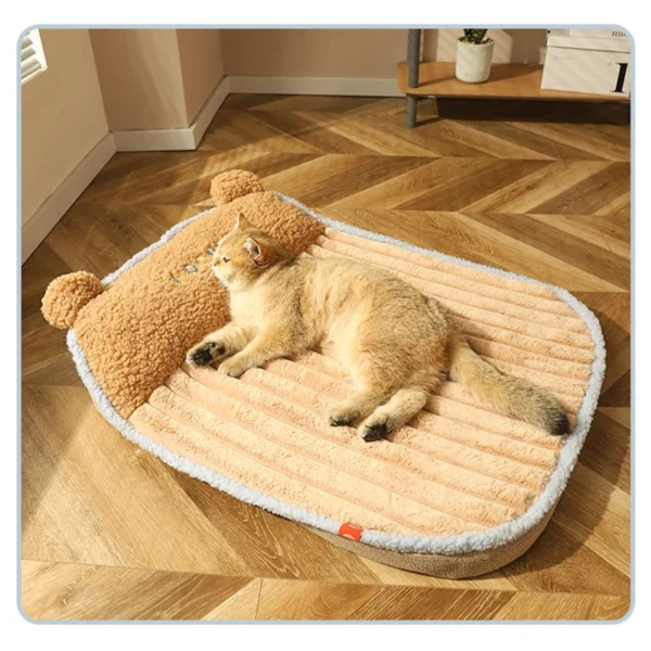 Warm Pet Bed Mat – Soft Padded Winter Cushion for Dogs & Cats, Removable Mattress Kennel Blanket